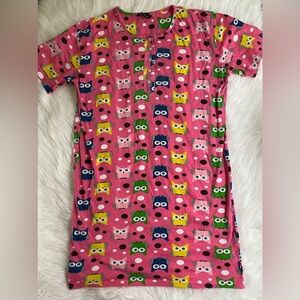 Owls‎ Just Love Pink Owl Nightgown Womens Size Medium Pajamas Sleepshirt Pjs